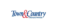Logo for Town & Country Industries: Blue and red text on a white background. 