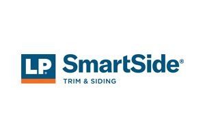 Logo for LP SmartSide trim and siding: blue square with 