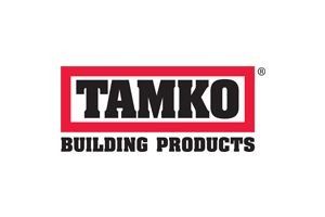 TAMKO Building Products logo in black text with a red border.