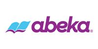 Abeka logo with blue and purple stylized open book icon and purple text