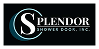 Logo for Splendor Shower Door, Inc., featuring a large letter S inside a blue circle against a black background.