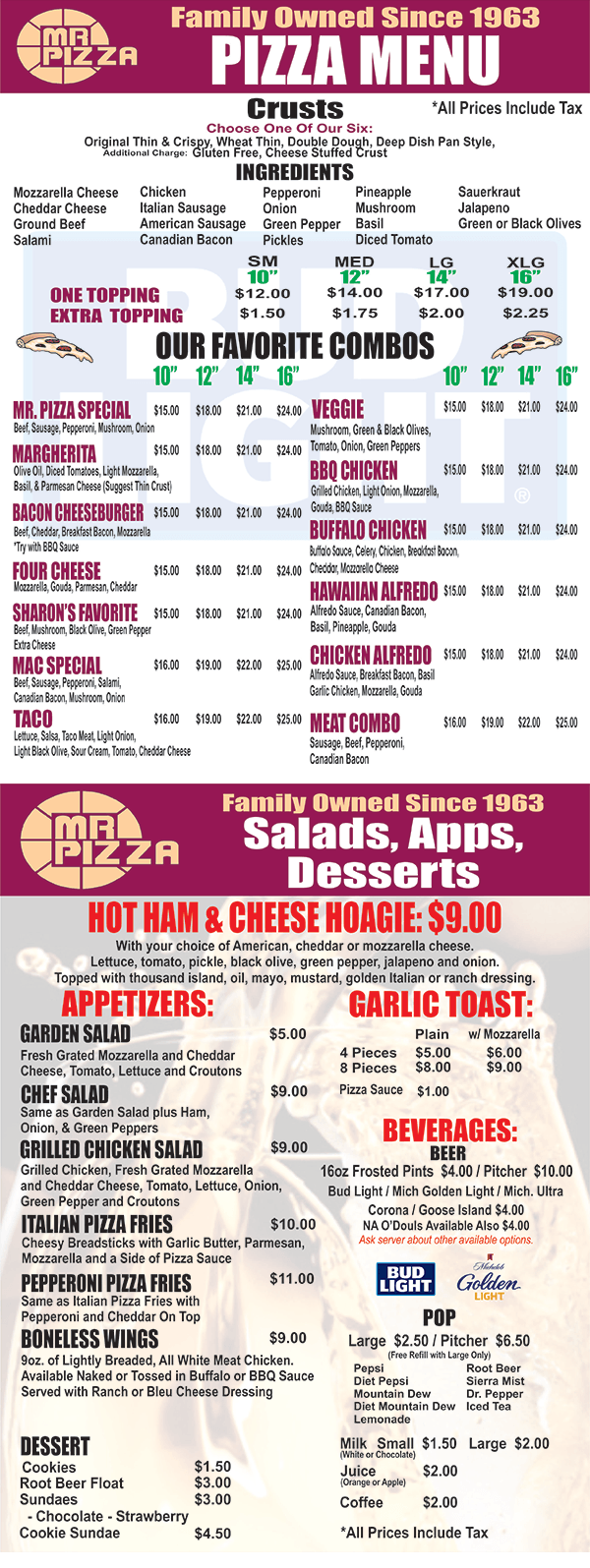 Mr Pizza Menu | Rochester, MN | Pizza Restaurant