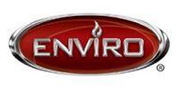 Logo for Enviro, a heating product brand, with a flame icon inside a red oval.
