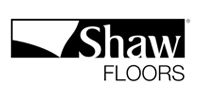 Shaw Floors logo in black and white with stylized roof icon and text