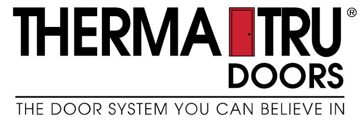 THERMA-TRU DOORS logo with red door icon and tagline, “The door system you can believe in.”