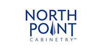 North Point Cabinetry logo in blue. The logo features text and a stylized shape.