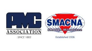 Logos for PMC Association (dark blue) and SMACNA Milwaukee (red/blue) side-by-side.
