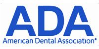 ADA logo with blue letters and the words American Dental Association beneath it