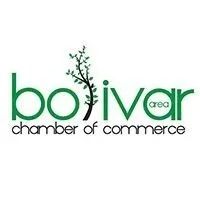 Bolivar Area Chamber of Commerce logo with green text, a tree graphic, and the word 