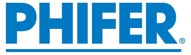 Blue PHIFER logo with a horizontal line underneath