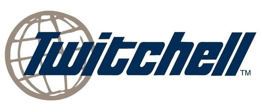 Twitchell logo with blue italic text over a beige globe graphic