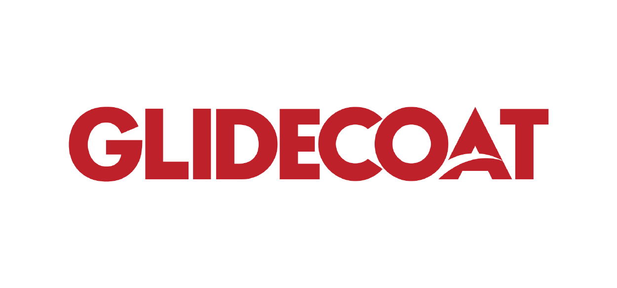 GLIDECOAT logo in red text on a white background.