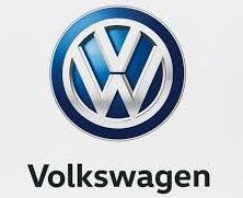 Volkswagen logo: blue and silver VW emblem above the word “Volkswagen” on a white background