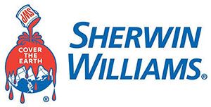 Sherwin-Williams logo with red paint can and blue text reading “Sherwin-Williams”