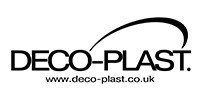 Logo for Deco-Plast, black text on white background with a curved swoop and website address.