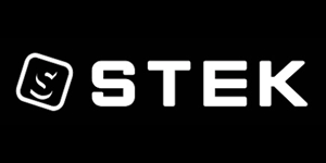 Logo for STEK, a white stylized