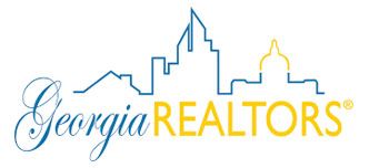 Georgia REALTORS logo with blue skyline outline and yellow 