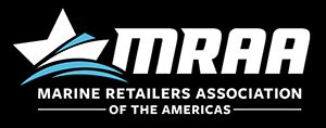 Marine Retailers Association of the Americas logo in white and blue on a black background