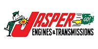 Jasper Engines & Transmissions logo with red text and green engine graphic