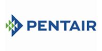 Pentair logo: blue arrow with green diamond-shaped accents, followed by the word