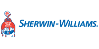 Sherwin-Williams logo with red paint can mascot and blue brand name