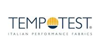 Logo for Tempotest, featuring the brand name in black text with a yellow and blue awning icon replacing the 