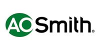 A. O. Smith brand logo with white lettering on a green circular background and black text on the right.