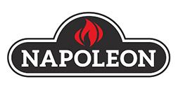 Napoleon logo: Black and white arched rectangle with