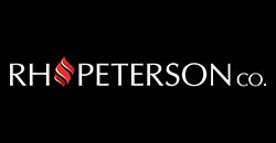 RH Peterson Co. logo with flame icon in red and white on black background.
