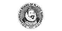 Seal of the American Board of Plastic Surgery with a portrait in the center, black-and-white circular logo