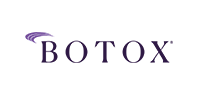 BOTOX logo in purple text with a stylized curved accent above the word