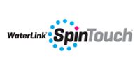 WaterLink SpinTouch logo with black and blue text and blue dots around “SpinTouch”