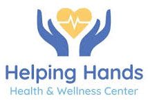 Helping Hands Health & Wellness Center logo with blue hands holding a gold heart