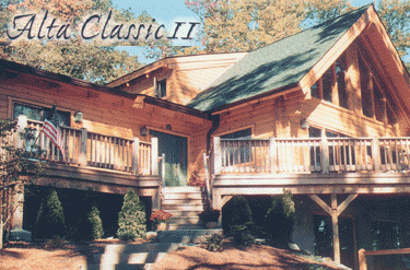 A large wooden house with a green roof is called alta classic ii