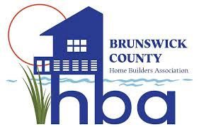 Brunswick County Home Builders Association logo with blue house, grass, and large “hba” text