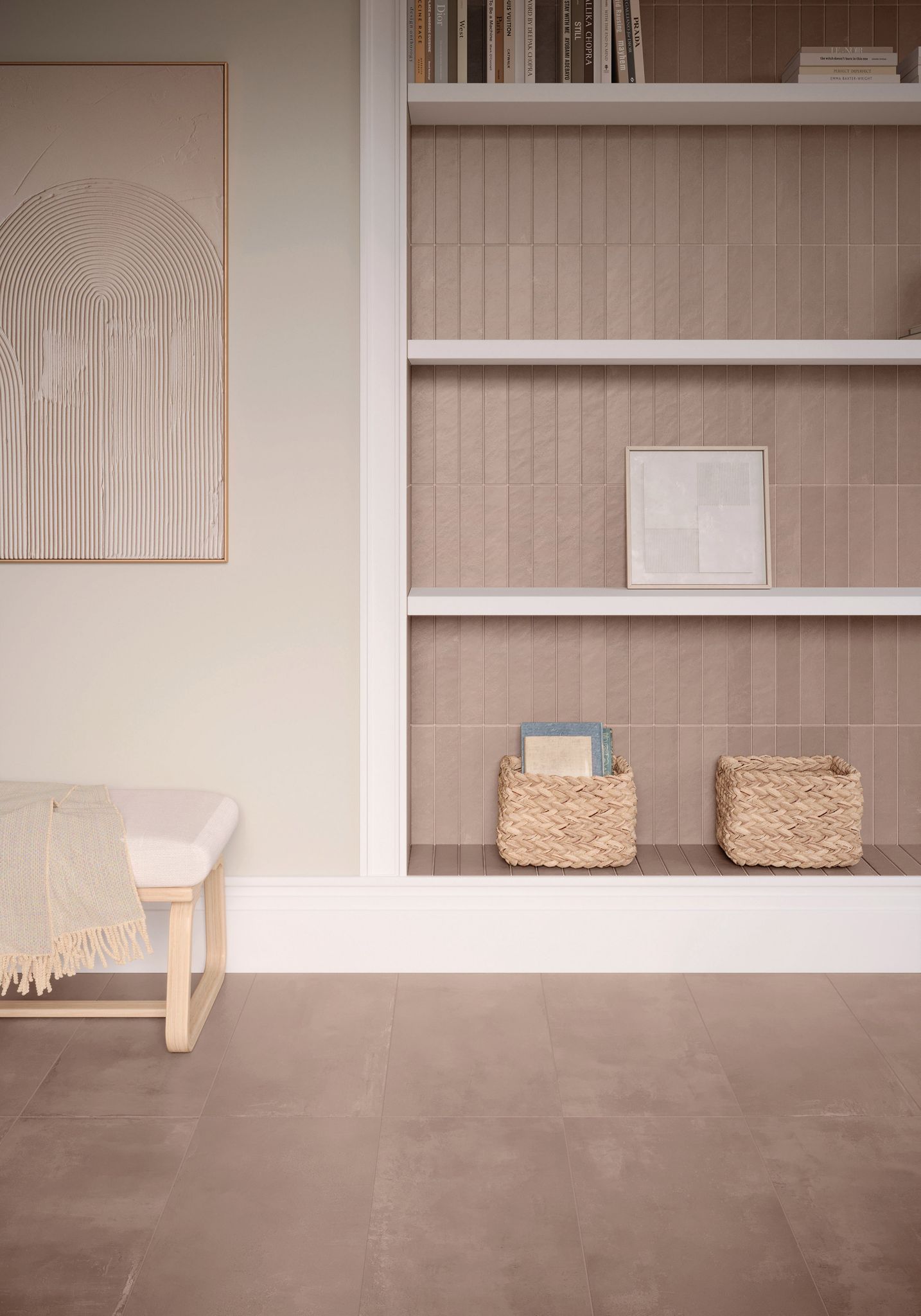 Creta Clay 12x24 tile by Portobello Tile featuring a modern concrete-look finish in warm clay tones