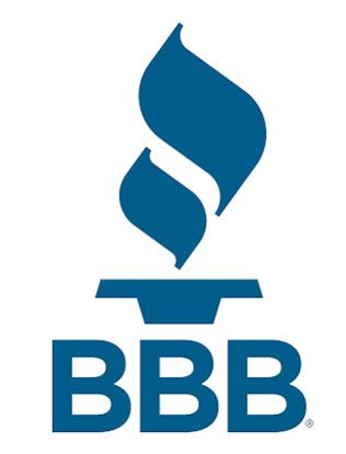 Blue BBB logo with stylized torch above the letters “BBB”