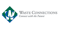Waste Connections logo, featuring a green and blue diamond icon next to the text 