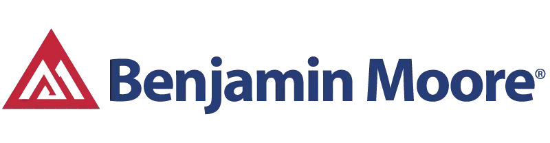 Benjamin Moore logo: a red triangle with a white inner design, followed by the text 