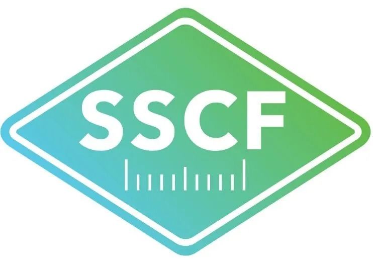SSCF logo in a green-to-blue diamond shape with the letters SSCF and a ruler at the bottom.