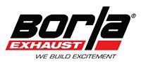 Borla Exhaust logo in black and red with the tagline “We Build Excitement”