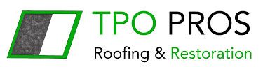TPO PROS Roofing & Restoration logo with green and gray roof icon