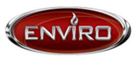 The Enviro logo featuring metallic silver lettering on a dark red oval background with a small flame icon above the 