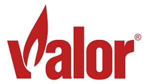 The red Valor brand logo, featuring a flame design replacing the letter 
