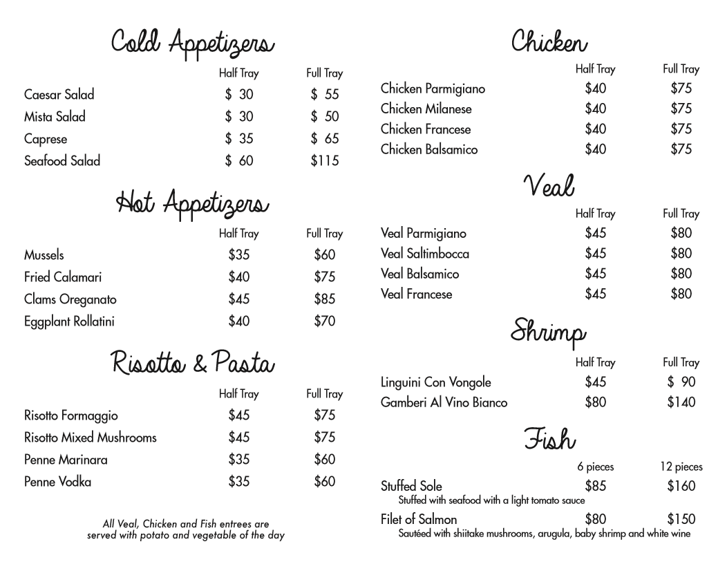 The Risotto House Of Hasbrouck Heights Early Evening Menu Hasbrouck Heights