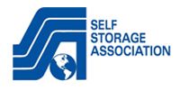 Self Storage Association logo with blue stylized “SA” and globe icon, black text on white background
