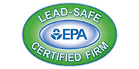 EPA Lead-Safe Certified Firm logo in green oval with blue center