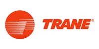 Trane logo with orange striped circle and red wordmark on white background