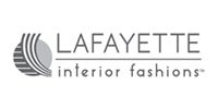 Lafayette Interior Fashions logo in gray text with striped circular emblem