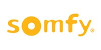 Somfy logo in orange on a white background